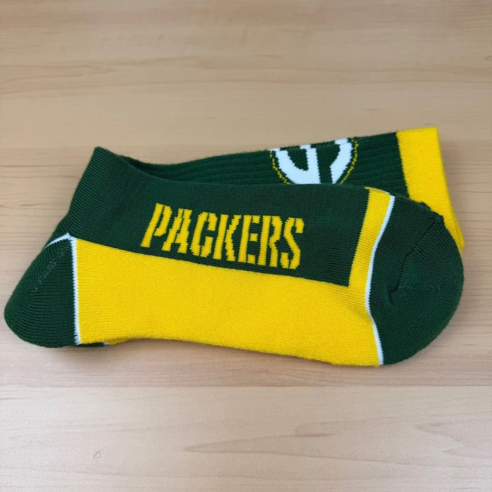 Green Bay Packers Crew Socks NFL Football Green Gold Logo Athletic Mens One Size